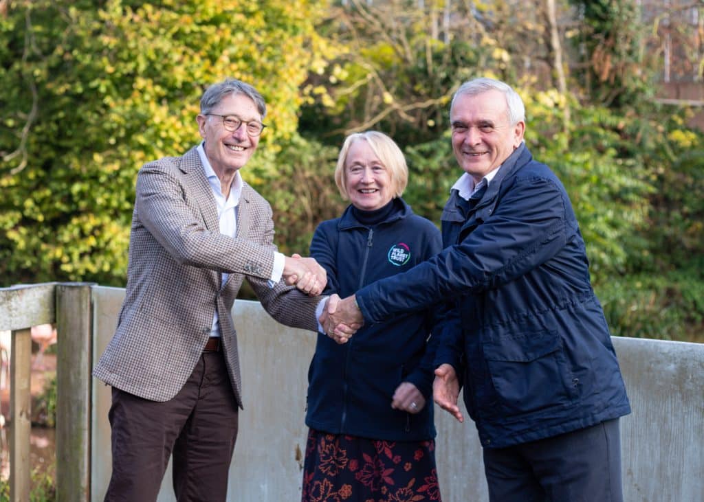 Libéma takeover announcement celebrated by CEO Dirk Lips and Wild Planet Trust's Sarah Barr and Stephen Kings at Paignton Zoo and Newquay Zoo
