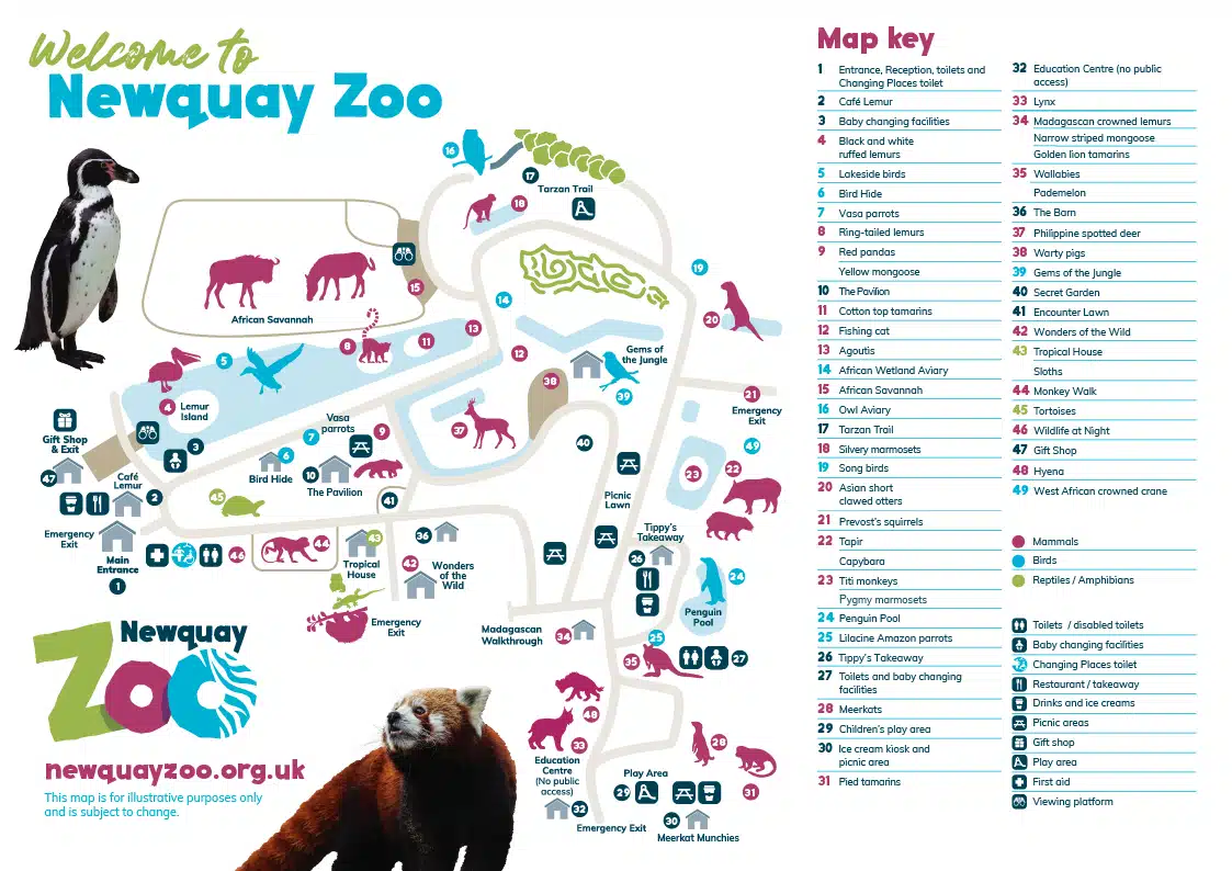 newquay zoo visitor map jan 2026 1